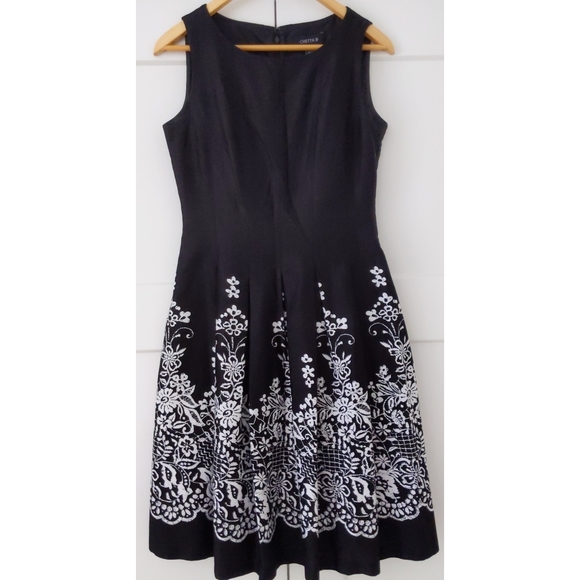 Chetta B B&W Fit & Flare Pleated Cocktail dress - Picture 2 of 7